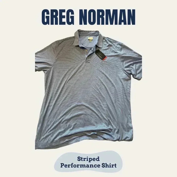 GREG NORMAN: Striped Performance Shirt - Picture 1 of 2